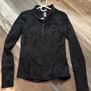 Black Camo Quarter-Zip Athletic Top